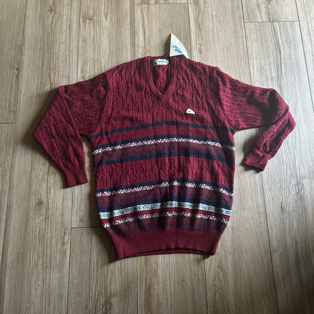Vintage, burgundy stripped sweater.